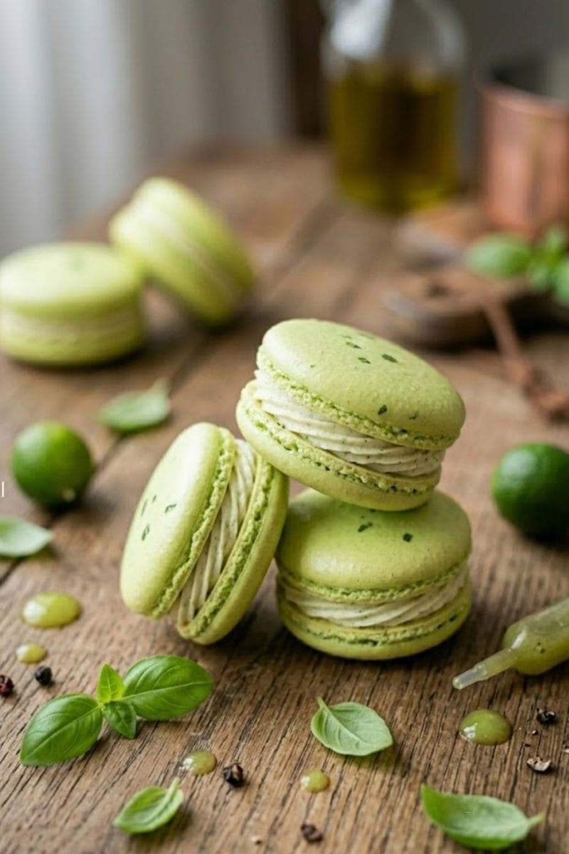 Macarons au citron vert et basilic Macarons au citron vert et basilic