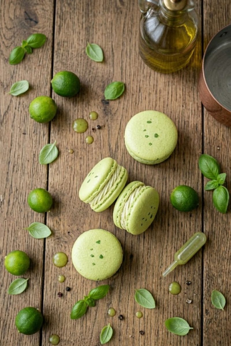 Macarons citron vert et basilic Macarons citron vert et basilic