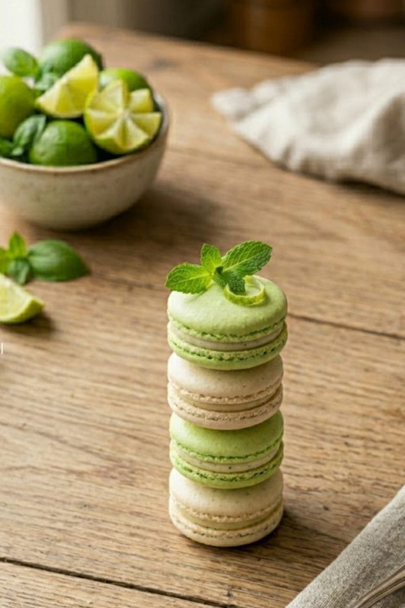Macarons citron vert et basilic Macarons citron vert et basilic