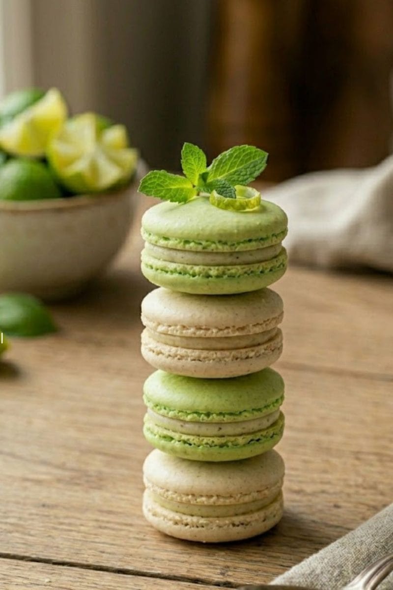 Macarons citron vert et basilic Macarons citron vert et basilic