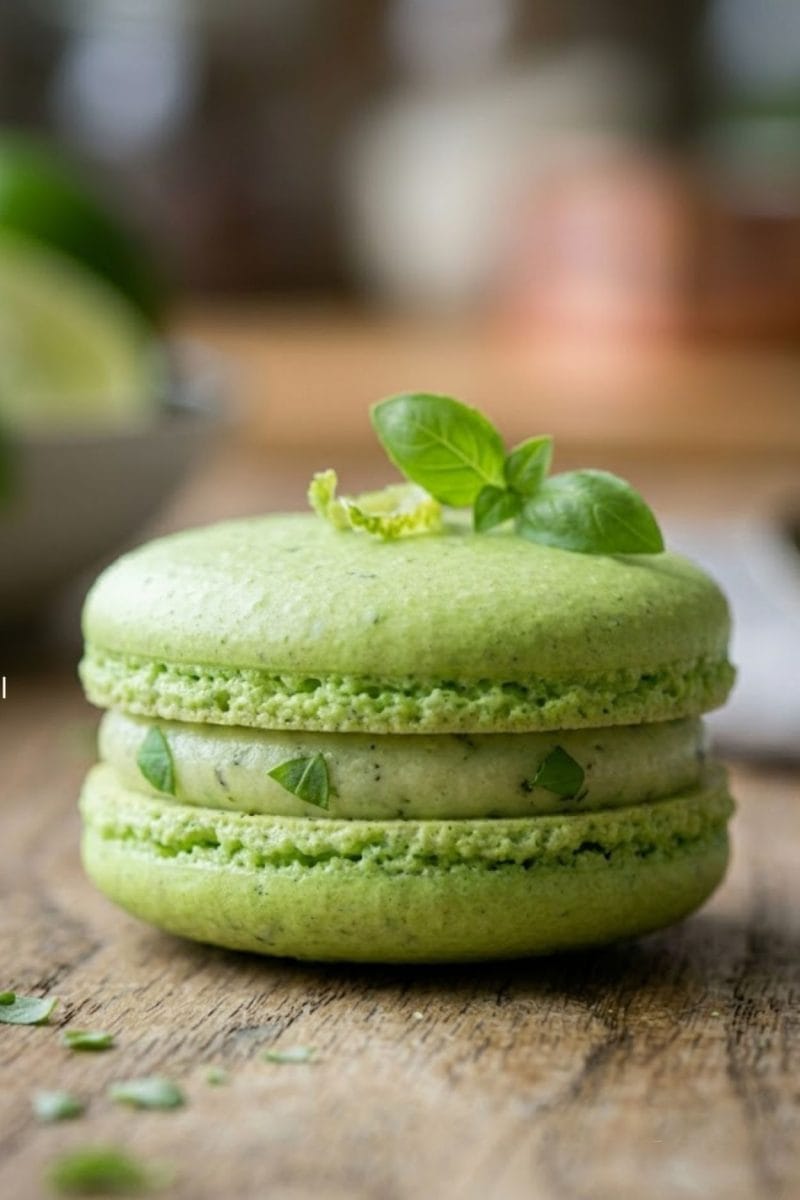 Macarons citron vert et basilic Macarons citron vert et basilic