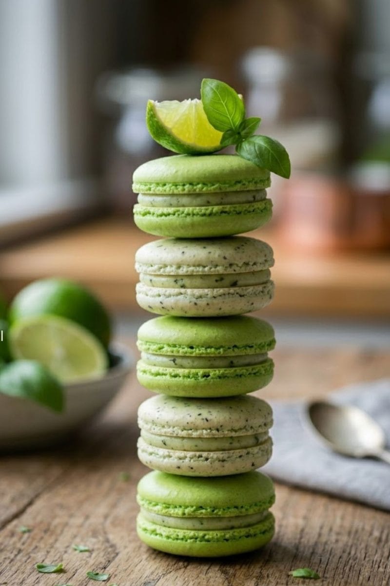 Macarons citron vert et basilic Macarons citron vert et basilic