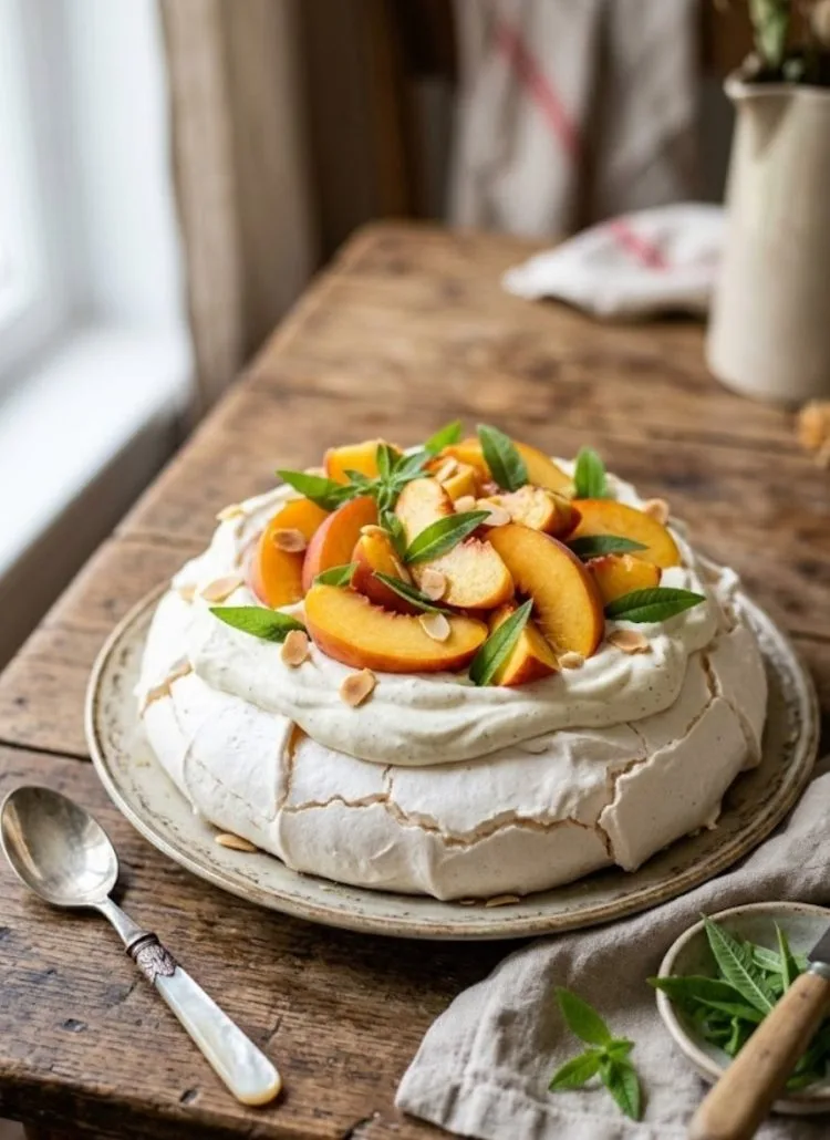 pavlova aux pêches