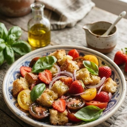 salade panzanella aux fraises