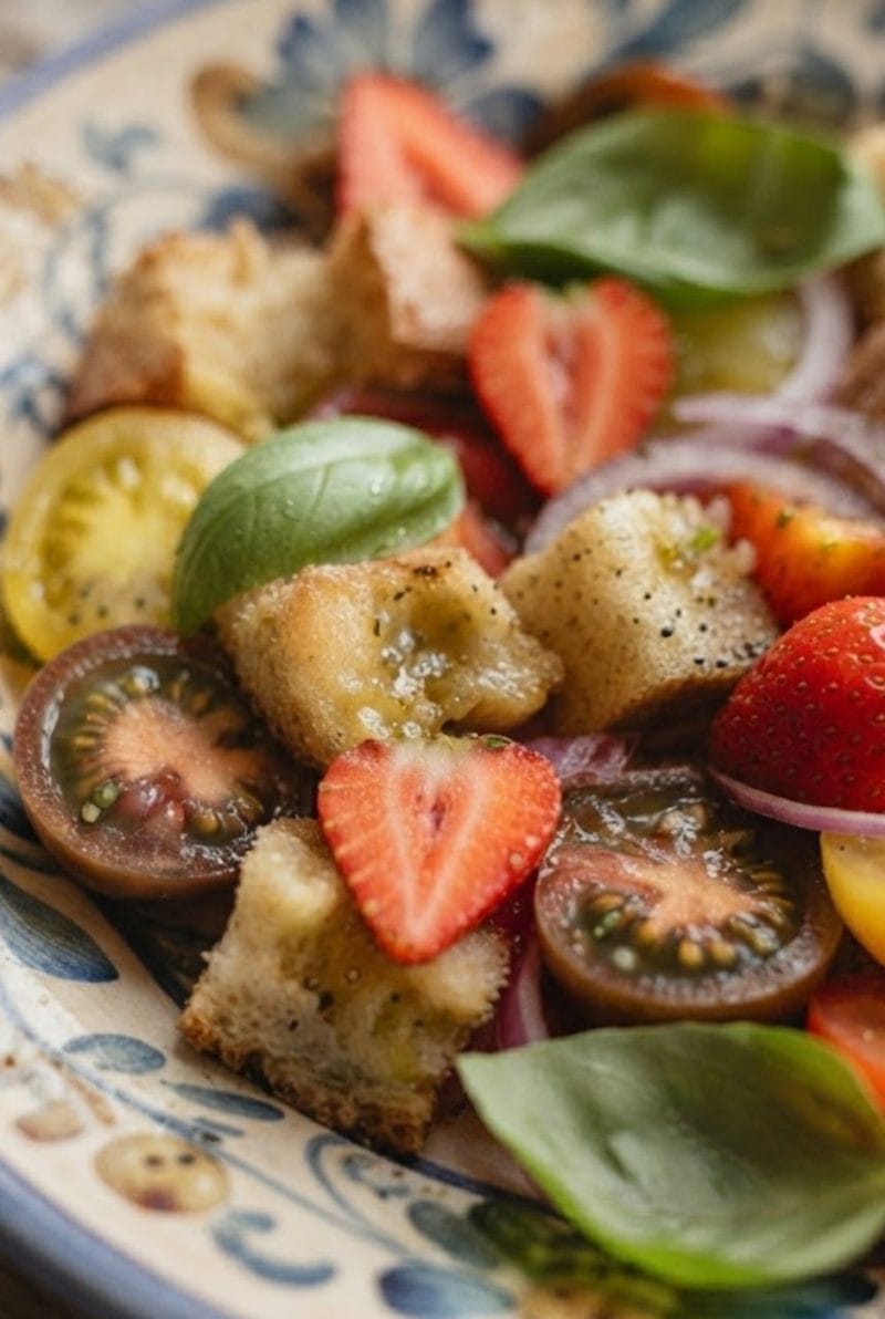 salade panzanella aux fraises