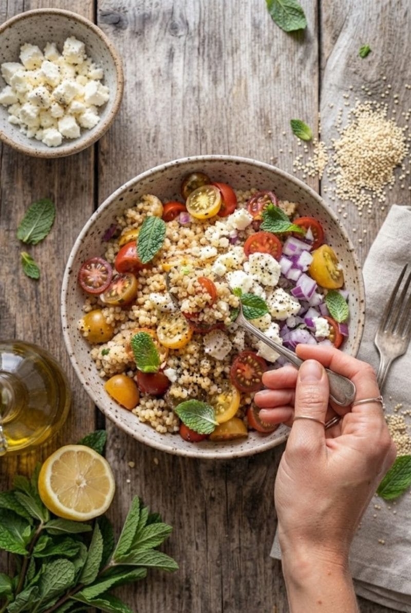 Salade de boulghour aux tomates cerises et féta