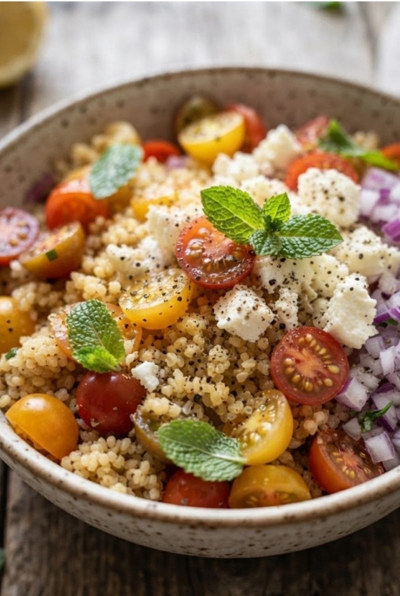 Salade de boulghour aux tomates cerises et féta