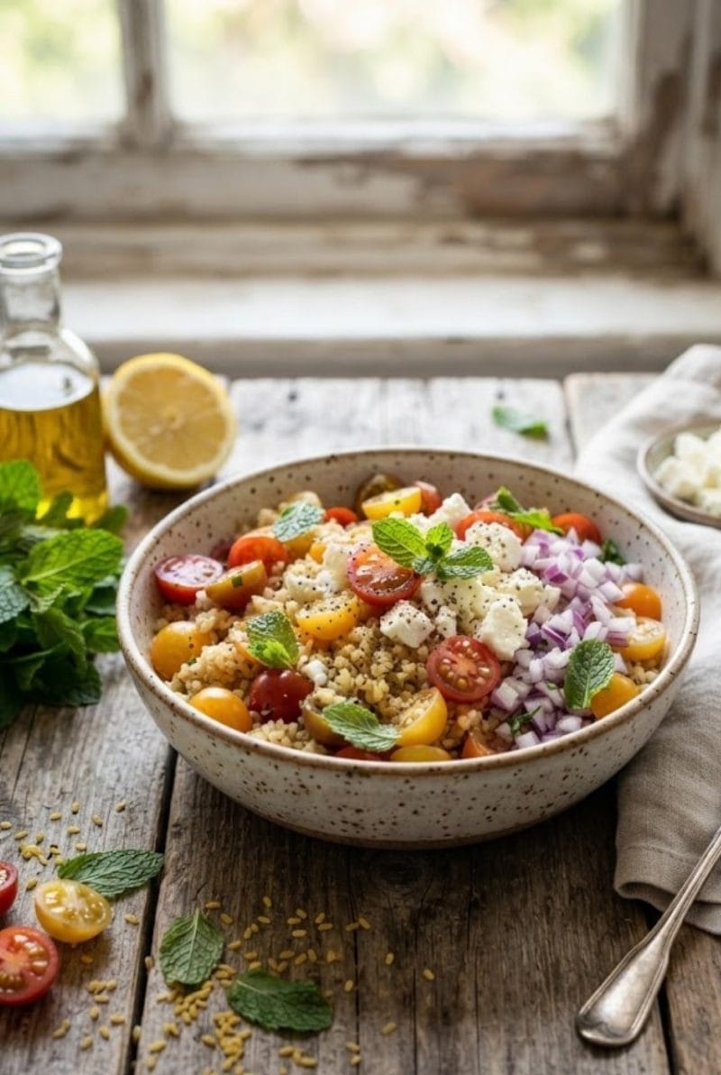 Salade de boulghour aux tomates cerises et féta