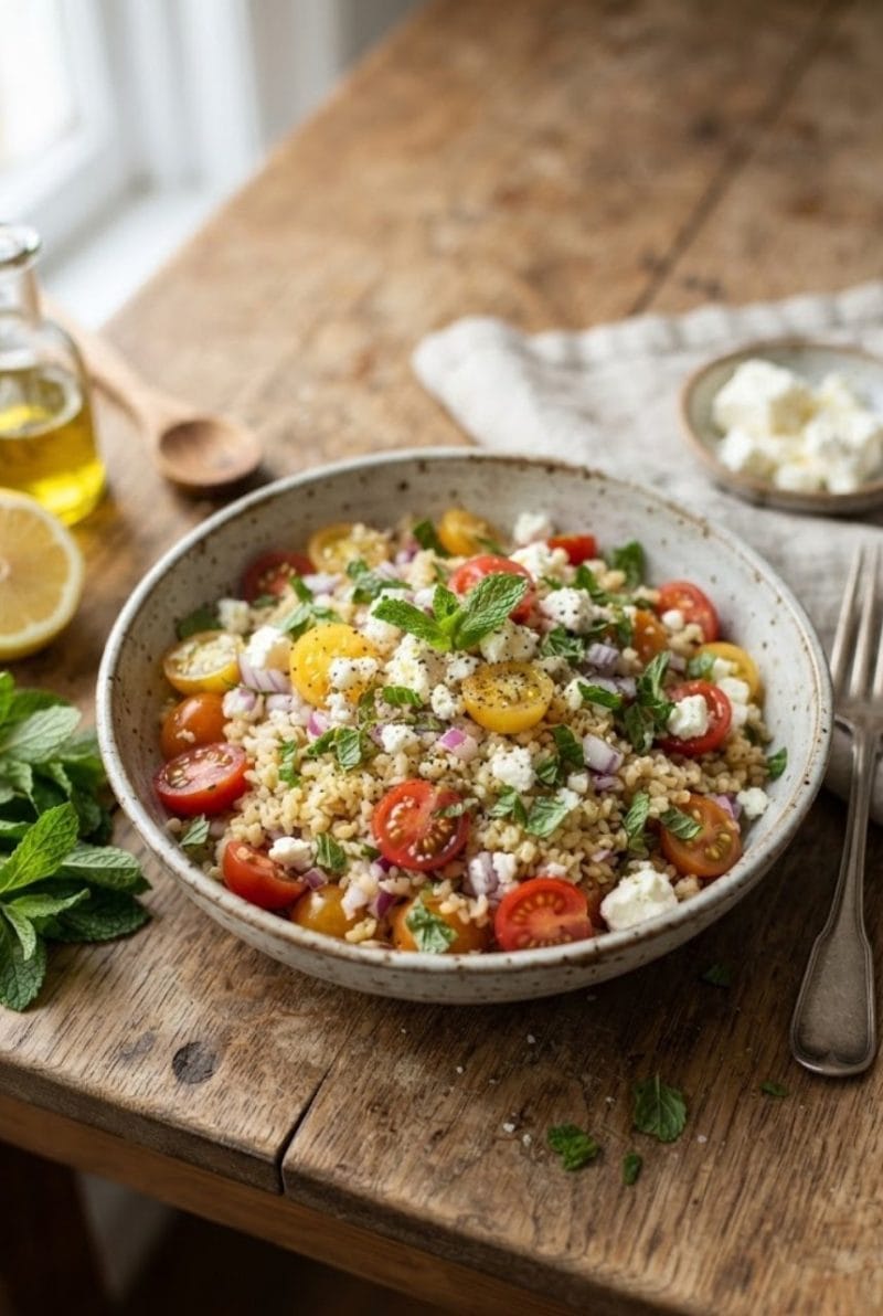 Salade de boulghour aux tomates cerises et féta