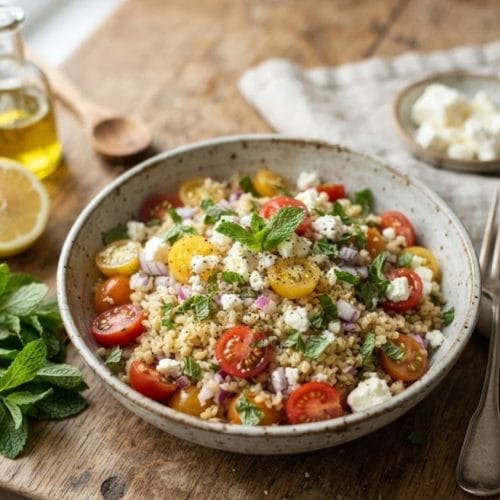 Salade de boulghour aux tomates cerises et féta