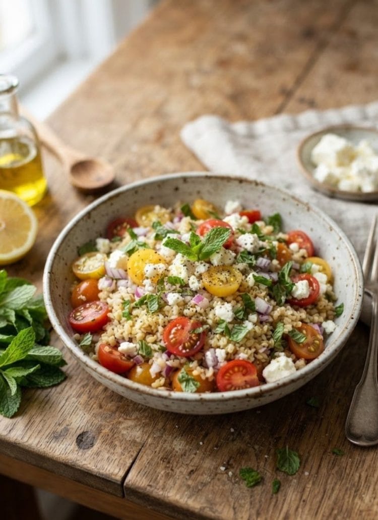 Salade de boulghour aux tomates cerises et féta