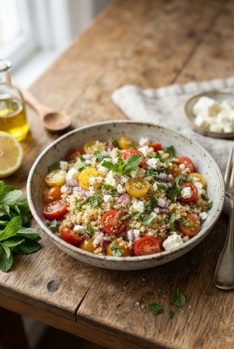 Salade de boulghour aux tomates cerises et féta