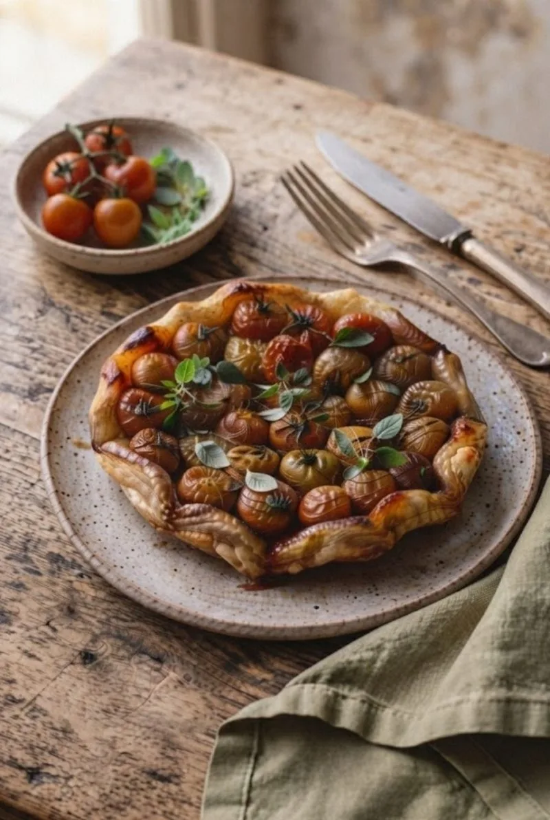 Tatin de tomates cerises et origan