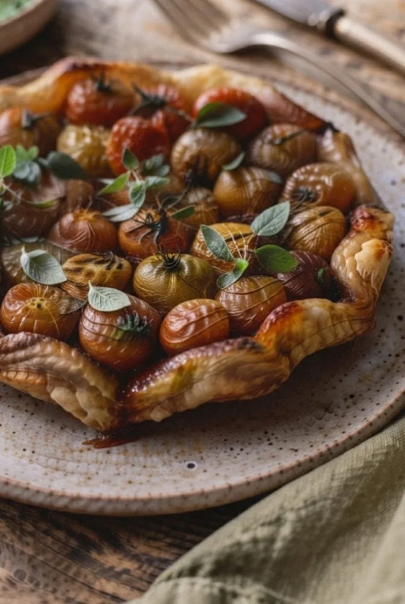Tatin de tomates cerises et origan