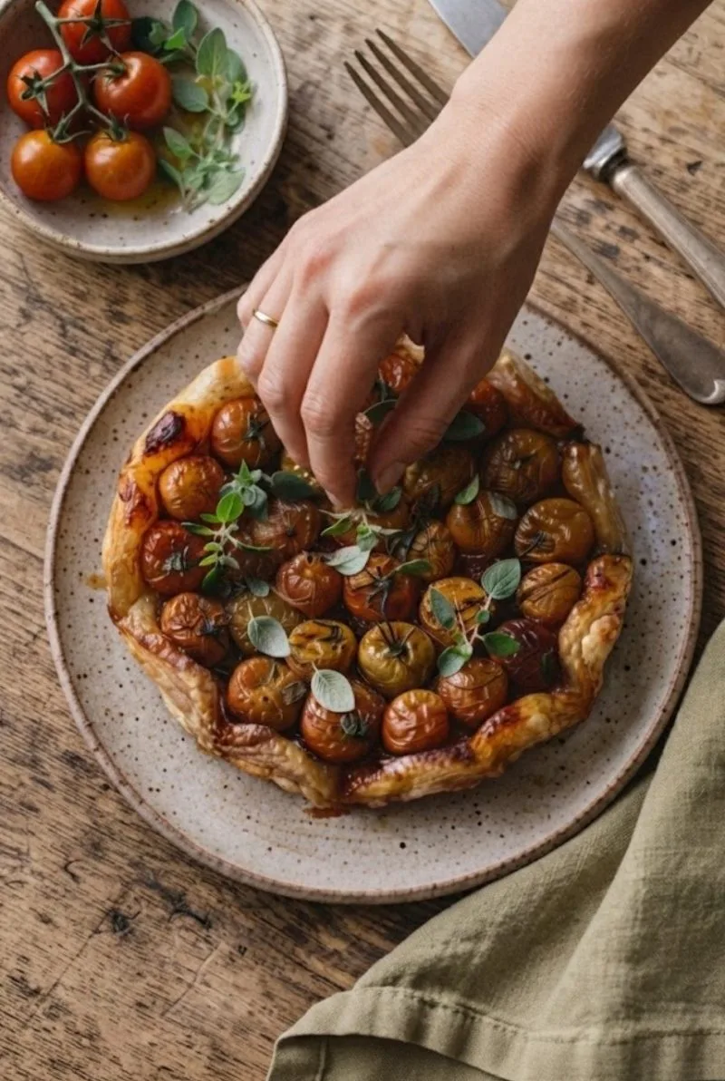 Tatin de tomates cerises et origan