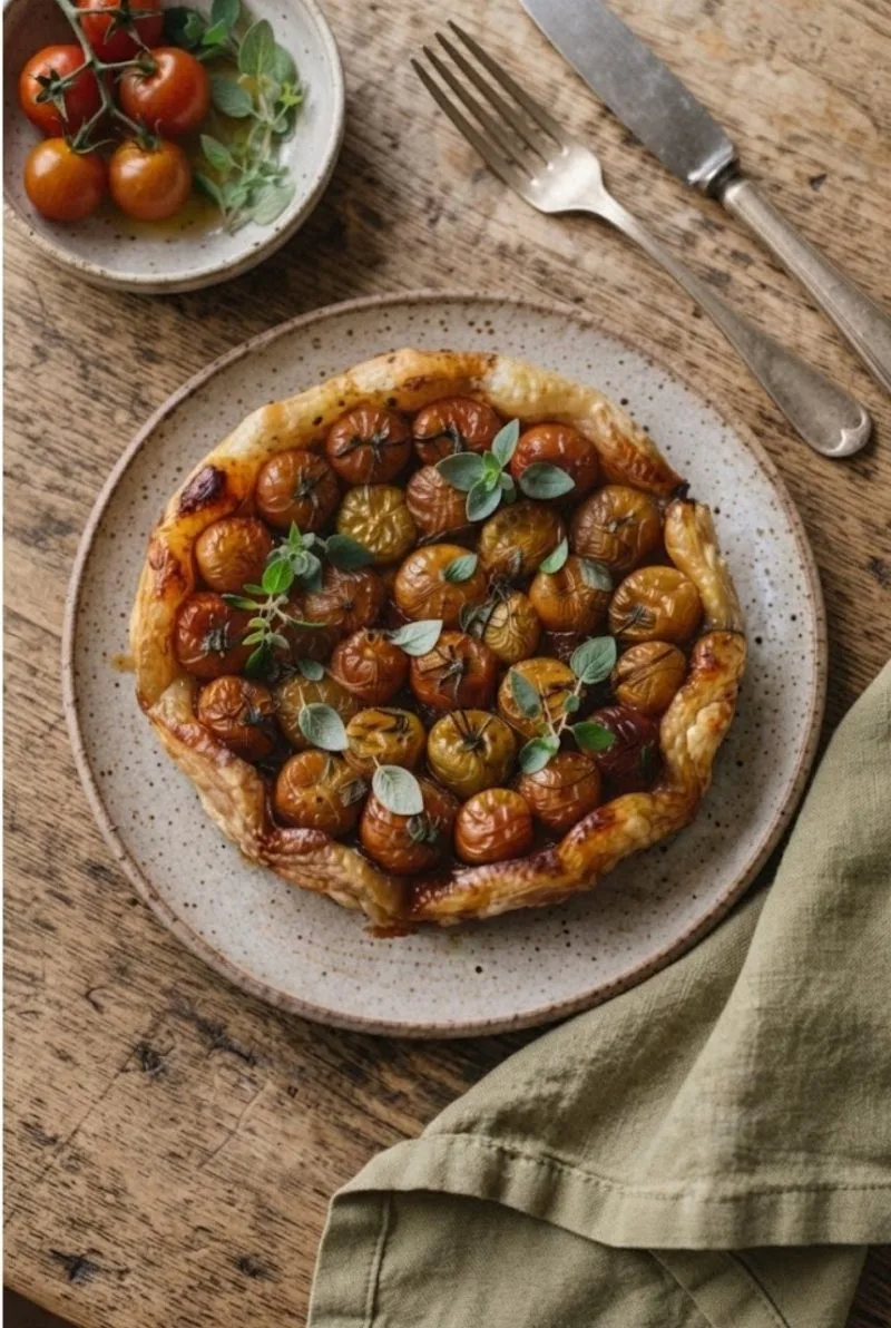 Tatin de tomates cerises et origan