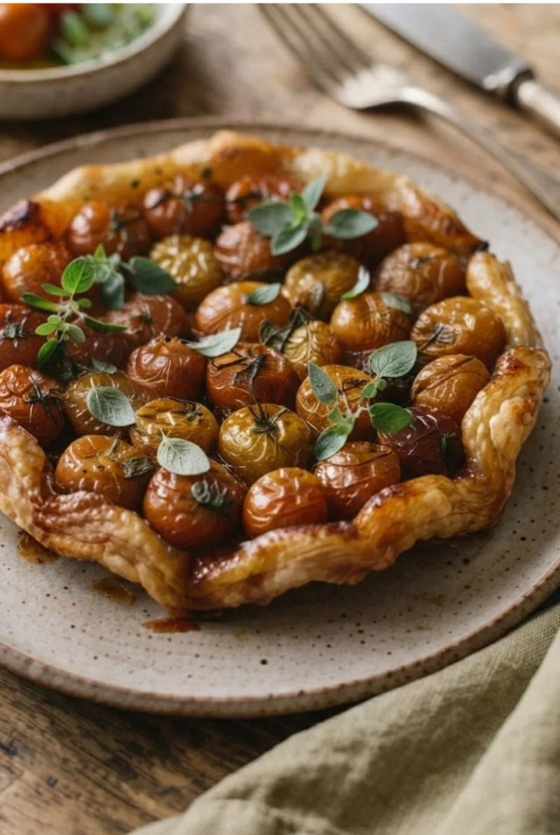 Tatin de tomates cerises et origan