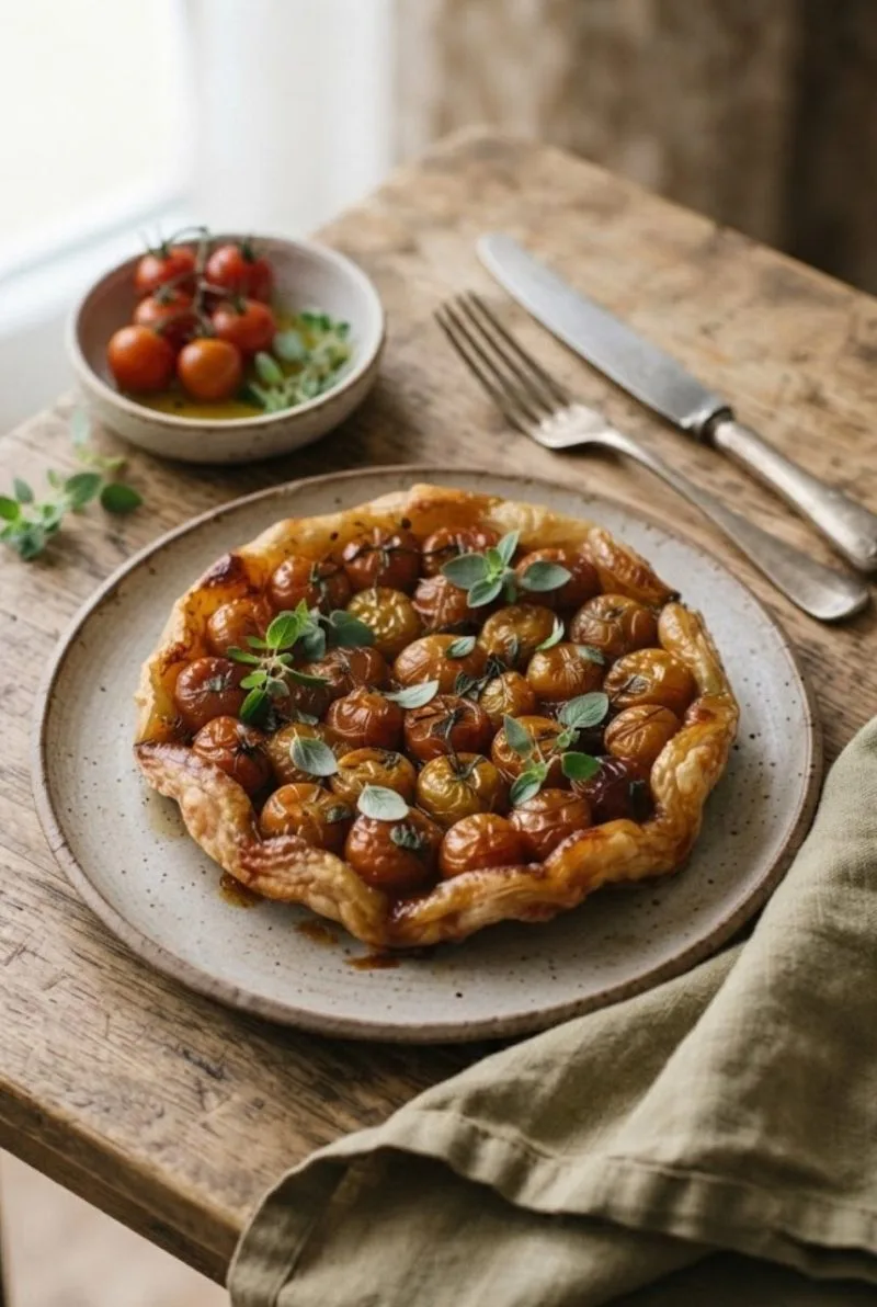 Tatin de tomates cerises et origan