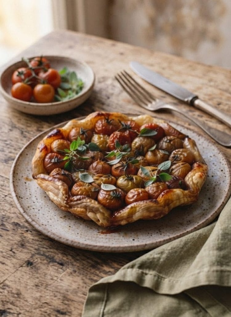 Tatin de tomates cerises et origan