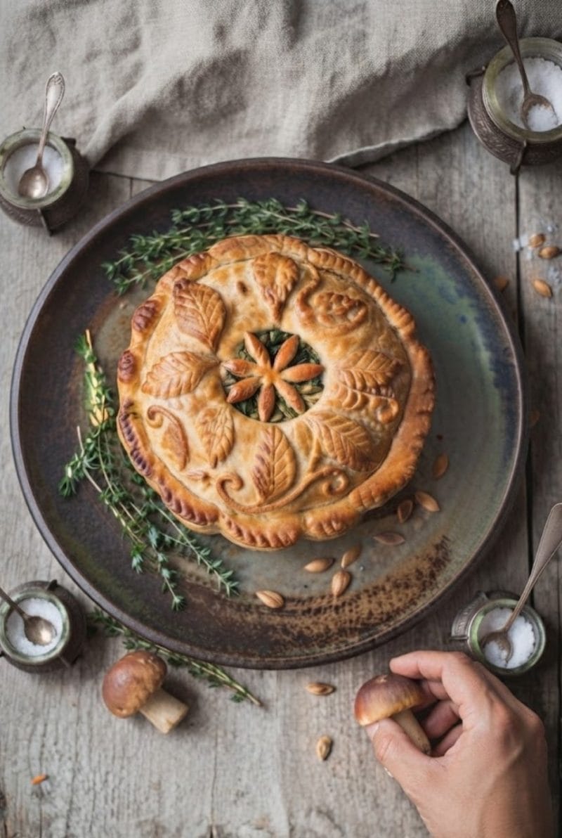 Tourte au potimarron et cèpes