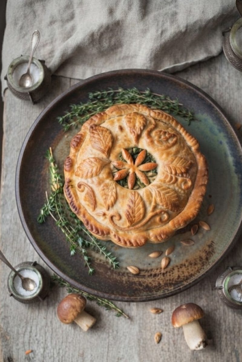 Tourte au potimarron et cèpes
