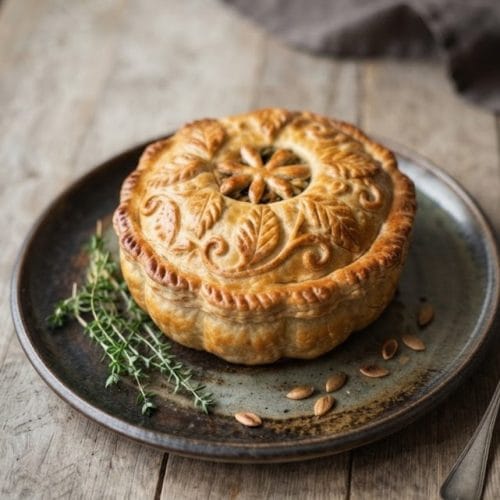 Tourte au potimarron et cèpes