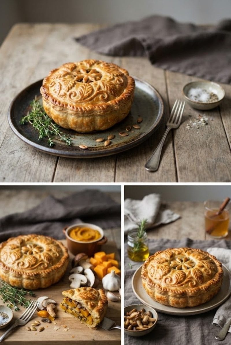 Tourte au potimarron et cèpes