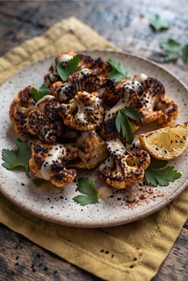 Chou fleur rôti au paprika et sésame noir