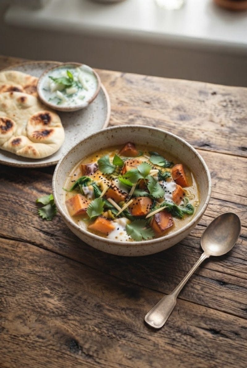 Curry de patates douces au gingembre et lait de coco Curry de patates douces au gingembre et lait de coco