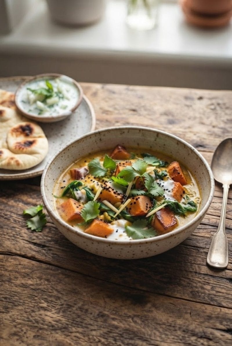 Curry de patates douces au gingembre et lait de coco Curry de patates douces au gingembre et lait de coco