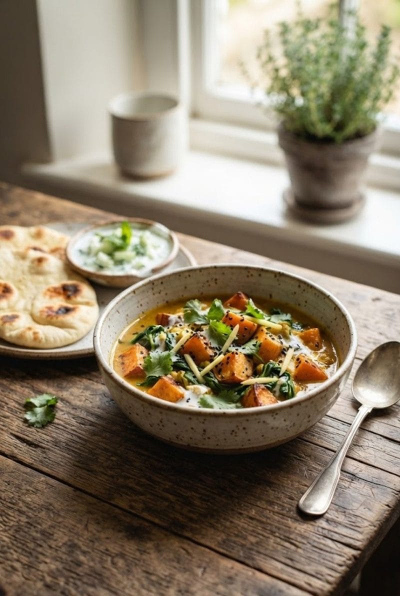 Curry de patates douces au gingembre et lait de coco Curry de patates douces au gingembre et lait de coco