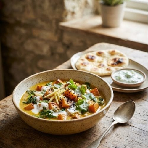 Curry de patates douces au gingembre et lait de coco
