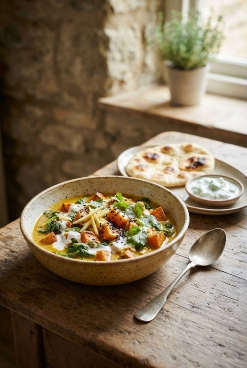 Curry de patates douces au gingembre et lait de coco Curry de patates douces au gingembre et lait de coco