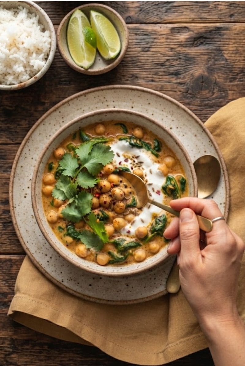 Curry de pois chiches et épinards Curry de pois chiches et épinards