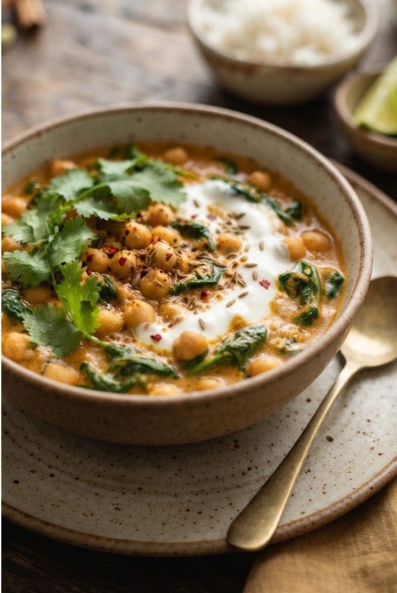 Curry de pois chiches et épinards Curry de pois chiches et épinards