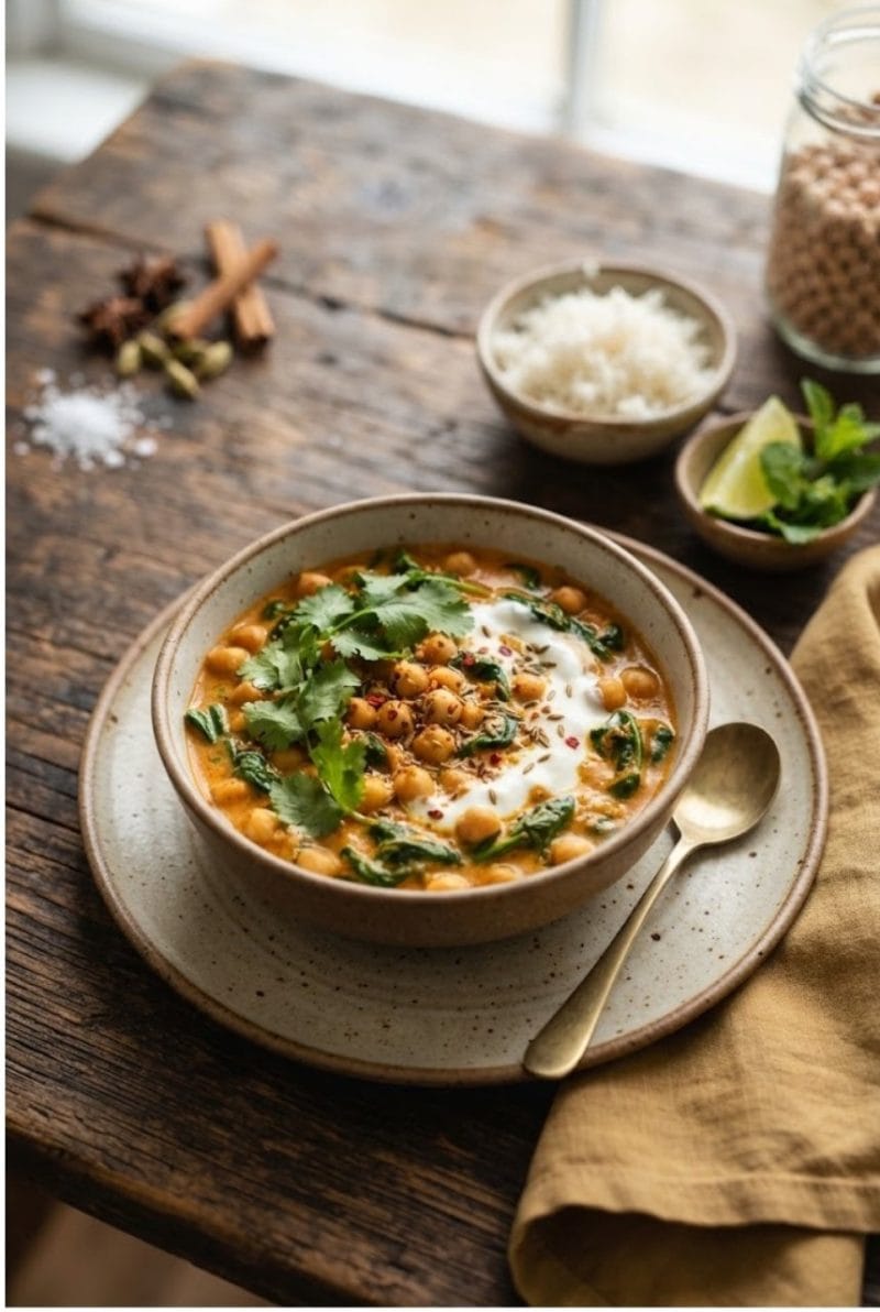 Curry de pois chiches et épinards Curry de pois chiches et épinards