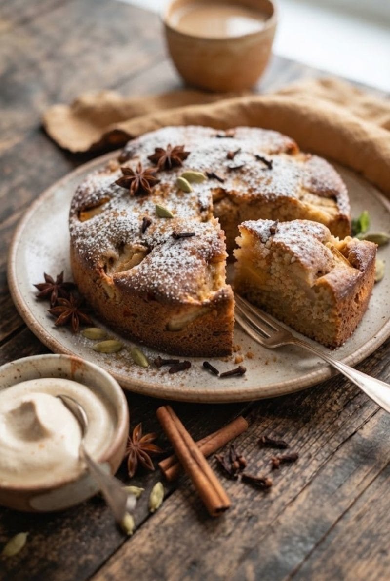 Gâteau fondant aux pommes et épices chaï