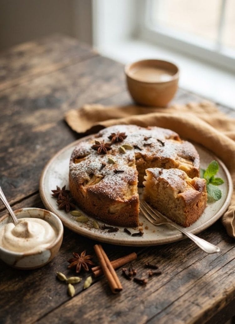 Gâteau fondant aux pommes et épices chaï