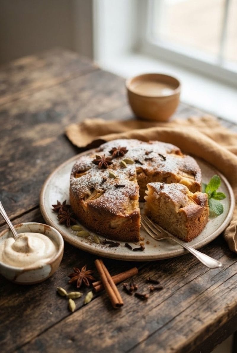 Gâteau fondant aux pommes et épices chaï