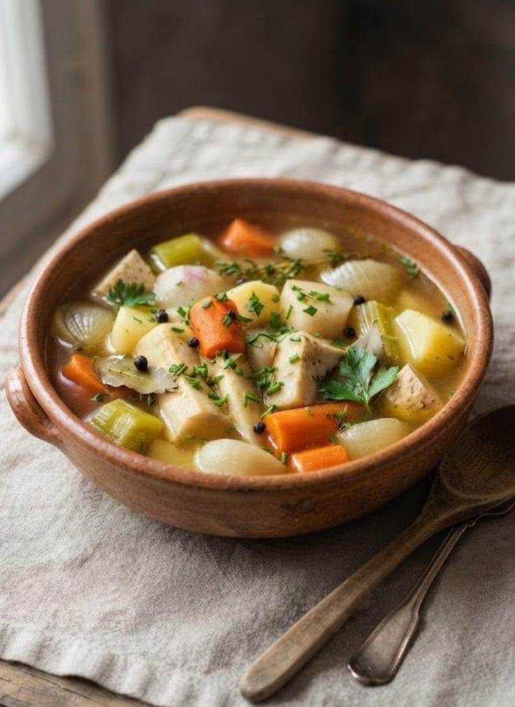 Pot au feu de légumes racines au poivre long