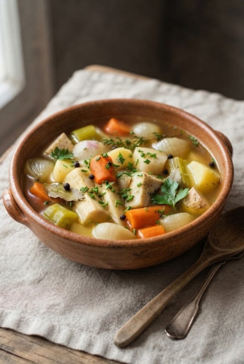Pot au feu de légumes racines au poivre long