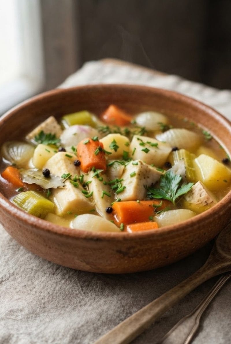Pot au feu de légumes racines au poivre long