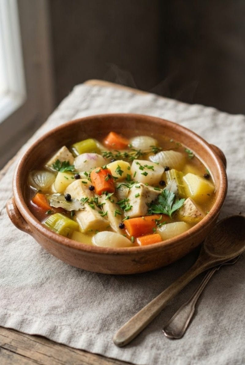 Pot au feu de légumes racines au poivre long