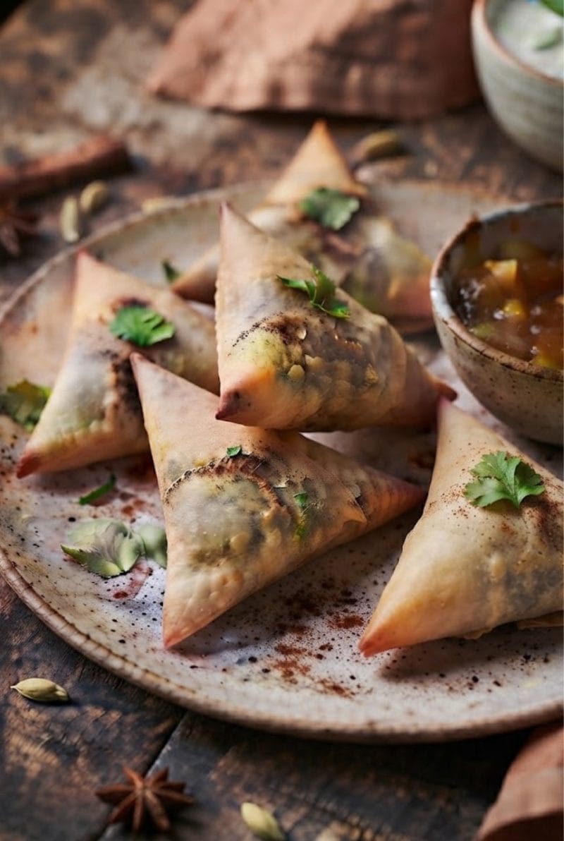 Samossas aux gambas et garam massala Samossas aux gambas et garam massala