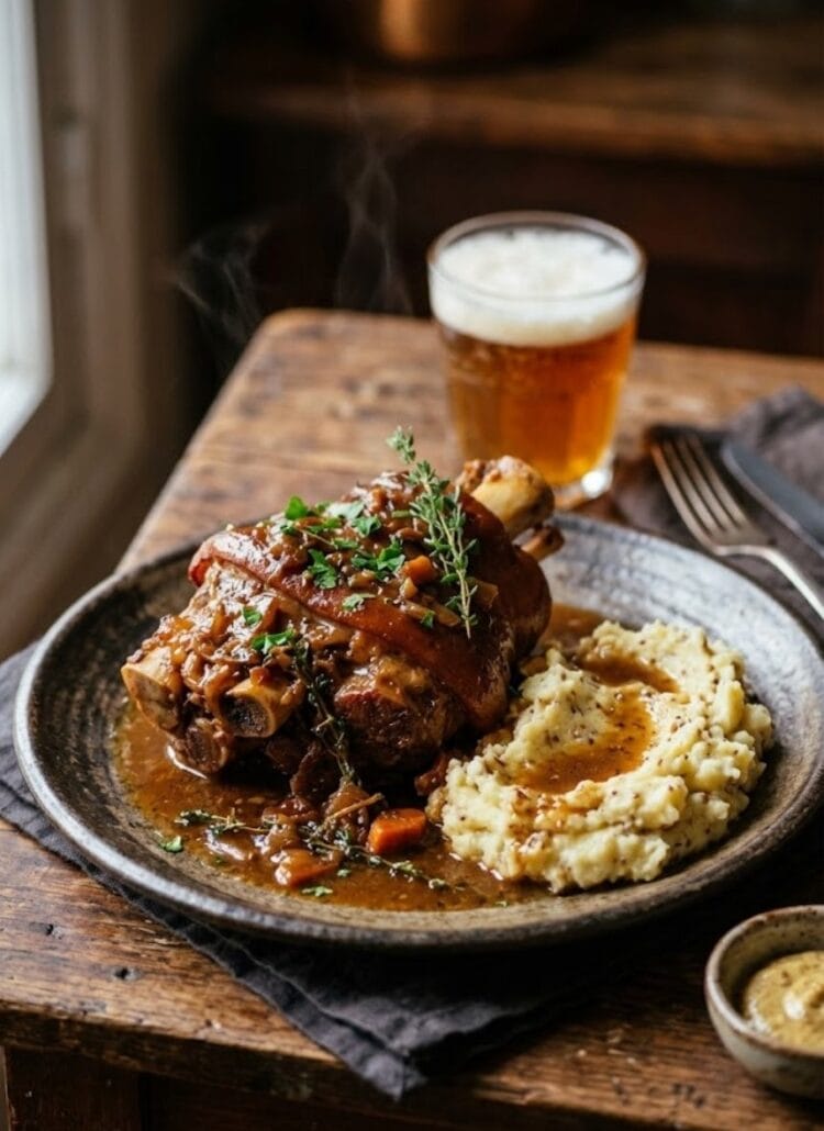 Jarret de porc braisé à la bière